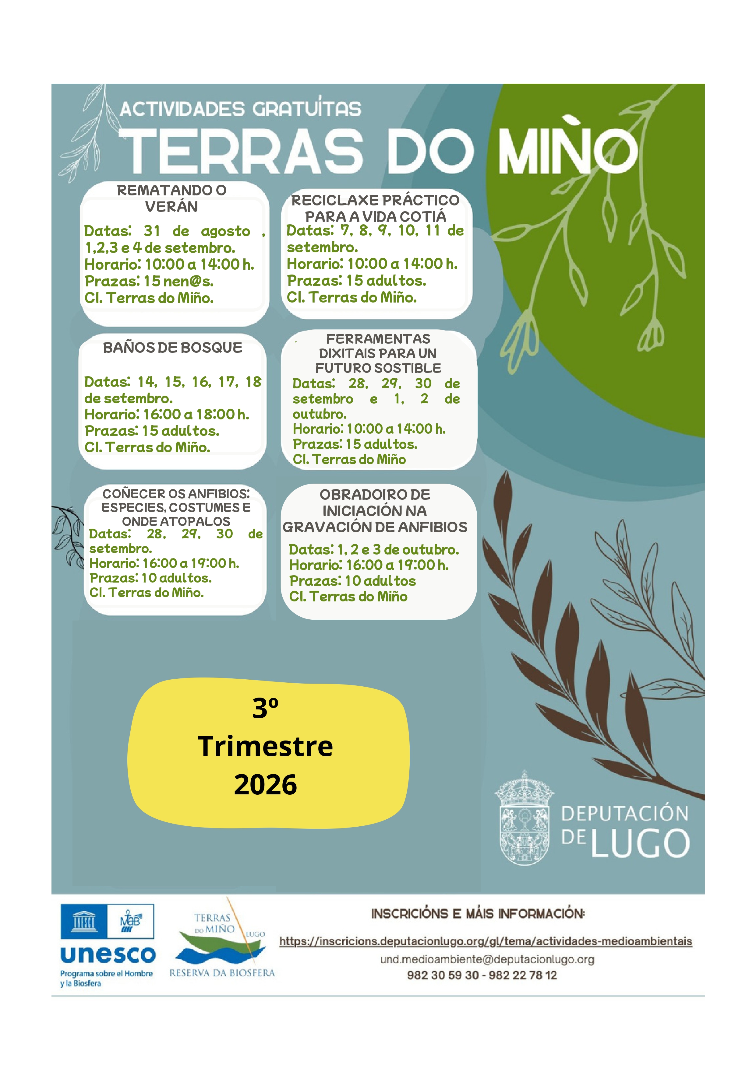 Actividades Terras Miño 3ºT 2026
